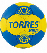 Мяч для гандбола TORRES Club р.3, ПУ, 5 подкл.слоев руч. сшивка сине-желтый