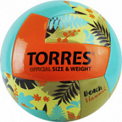 Мяч для пляжного волейбола TORRES Hawaii арт.V32075B,р.5 синт.кожа ТПУ, маш. сшивка, бир/оранж