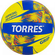Мяч волейбольный TORRES Grip Y арт.V32185, р.5, синт.кожа (ТПУ), маш. сшивка, бут.камера,желто-синий