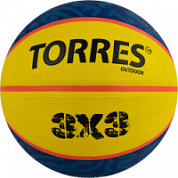 Мяч баскетбольный TORRES 3x3 Outdoor B022336 р.6  резина , нейлон. корд, бут.камера, желто-синий