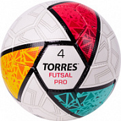 Мяч футзальный TORRES Futsal Pro, р.4 32 панели, Micro, 4 подкл. слоя FS323794 белый/мультиколор