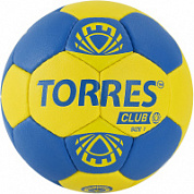 Мяч для гандбола TORRES Club р.1, ПУ, 5 подкл.слоев руч. сшивка сине-желтый