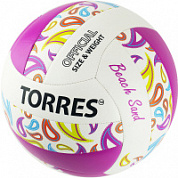 Мяч для пляжного волейбола TORRES Beach Sand Pink арт.V32085B, р.5, синт.кожа ТПУ, маш. сшивка